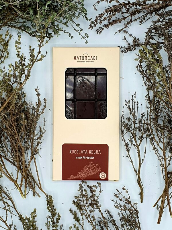 Chocolate negro con tomillo de Natur Cadí. Disponible en El Formiguer, el centro comercial online del Berguedà.