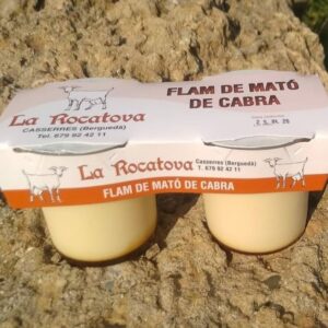 Pack de dos flams de mató de cabra de la Formatgeria La Rocatova, que pots comprar a través d'El Formiguer