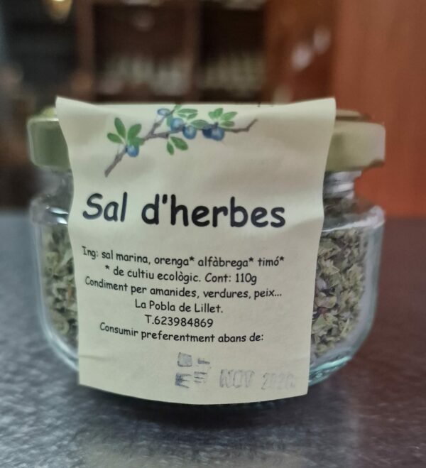 Bote de sal de hierbras de L'Aranyonet, un condimento ideal para tus platos más naturales!