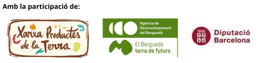 Logotips de la Xarxa de Productes de la Terra, l'Agència de Desenvolupament del Berguedà i la Diputació de Barcelona